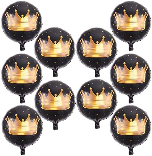 Balões de coroa de ouro em ouro preto de 18 polegadas coroa de coroa de alumínio para o chá de panela para o chá de panela aniversário de bebê