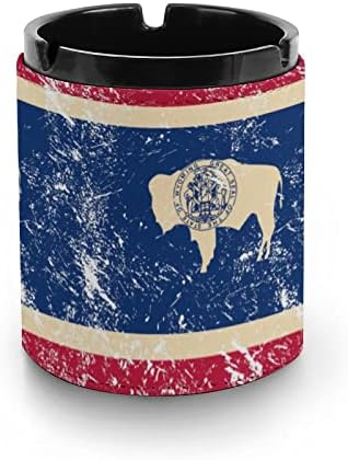 Wyoming State Flag de couro cinzas de cinzas da moda bandejas para decoração de escritório em casa de charutos