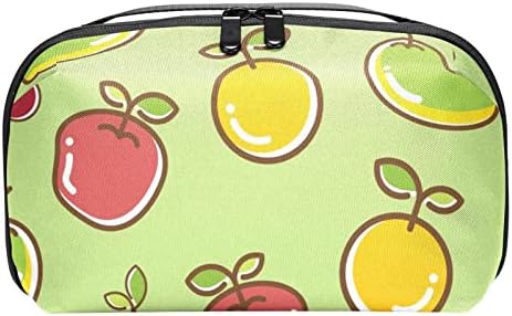Bolsa de maquiagem verde de manga de limão amarela de maçã vermelha para bolsa portátil de transmissão portátil para a bolsa de beleza para mulheres para mulheres