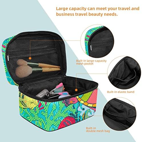 Tartarugas marinhas Tropical Fish Bag Cosmético Bolsa de maquiagem portátil Bolsa de higiene pessoal para mulheres e meninas