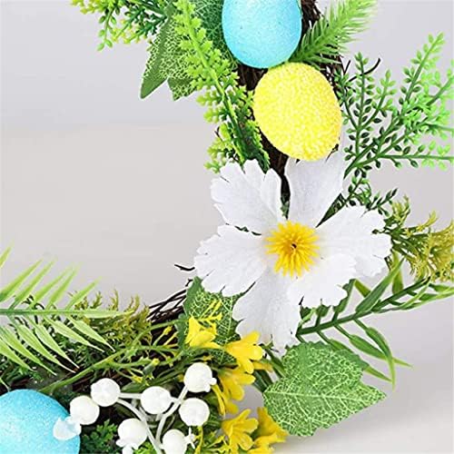 Yfqhdd 30cm Easter Wreath Oggs Flores Decoração da primavera Porta de parede Polta folha de simulação de guirlanda para a porta da frente da casa