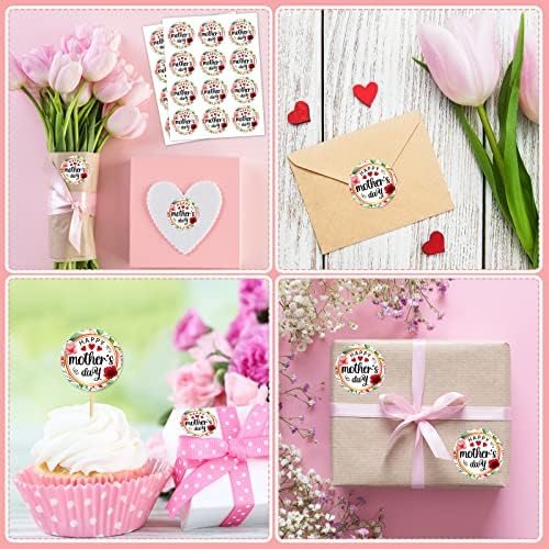 WhatsIng 36pcs feliz dia das mães Rótulos adesivos de 1,5 Floral Mothers Day Tags Presente Adesivos Mãe Apresenta Rótulos de etiquetas para envelope Caixas de selo