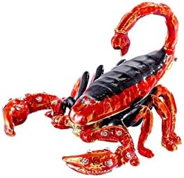 Ingbear Red Scorpion Feliz caixas de bugigangas articuladas, presente único para o Dia das Mães, caixa de jóias esmaltadas banhadas