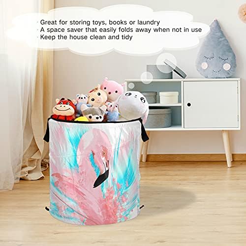 Belo cesto de lavanderia de lavanderia de Flamingo Deputado com tampa com tampa de cesta de armazenamento dobrável Bolsa de roupa colapsível para Dormitório Banheiro do hotel