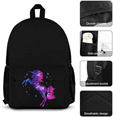 Galaxy Unicorn Backpacks Conjuntos para viagens escolares Daypack Prints Bookbag com lancheira e caixa de lápis para homens