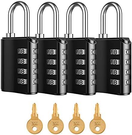 Bloqueio de combinação, cadeado de segurança de 4 dígitos com chaves, bloqueio de portão para escola, academia ou