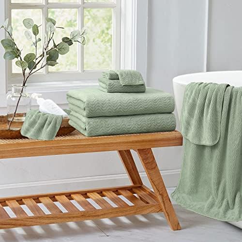 4 pacote de pacote Conjunto 13 x13, toalha verde conjunto para banheiro, panos de lavagem a seco altamente absorventes e rápidos