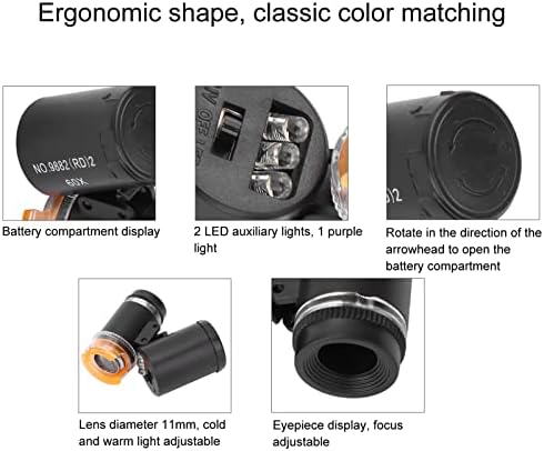 Mini ampliação de 60x, Mini Microscópio de bolso, Melhor de bolso, microscópio de ampliação de jóias com luz UV LED, microscópio