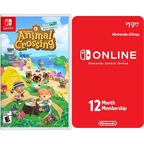 Crossings Animal New Horizons - Nintendo Switch [Código Digital] e Nintendo Switch Online de 12 meses de associação individual [código digital]