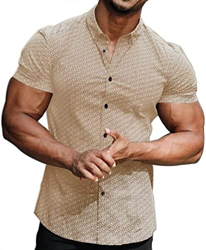 Vestido atlético masculino camisas casuais ajuste regular estampado manga curta manga muscular camisetas para baixo