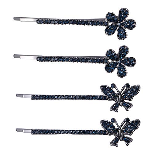 Lurrose 2 pares clipes de cabelo clipes de metal stromestone pino de flor Padrão