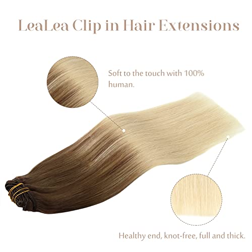 Clipe em extensões de cabelo, lealéia marrom a platina clipe loiro em extensões de cabelo para cabelos humanos reais retos e remys