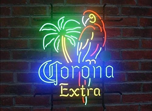 ELETINA NOVO 20 X16 Coronas Parrot Extra Palm Tree Neon Sign Man Cave Sinais de esportes Bar Pub cerveja Neon Lights Lamp Glass Neon Light KC08, multicolorido, Hhee-002