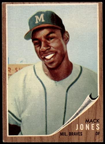 1962 Topps # 186 Grn Mack Jones Milwaukee Braves VG Braves