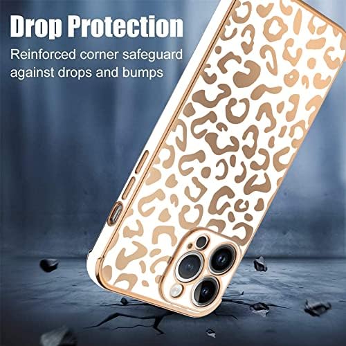BONOMA Compatível com iPhone 14 Pro Max Case Leopard Plating Bom Luxury Caso Elegante Câmera Protector Soft TPU Top de proteção
