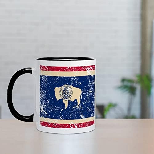 Wyoming State Flag Creme Creative Creative Black Inside Coffee Cup de canecas Durável Handal