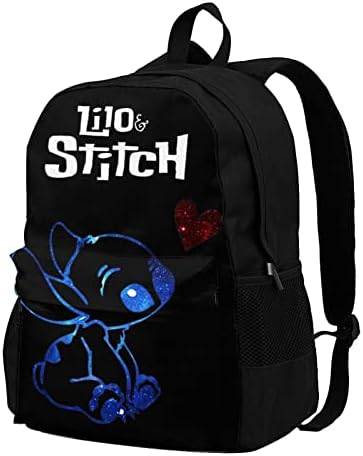 Cinungnm Blue Night Cartoon Anime Mochila de 17 polegadas Daypack de lazer Bolsa de bookbag de bookbag para mulheres homens