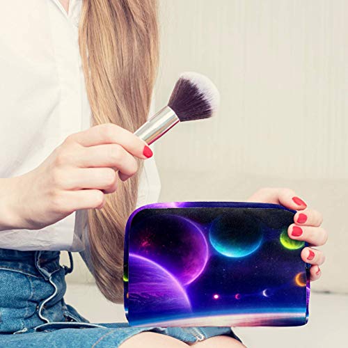 Bolsa de higiene pessoal Bolsa de lava -lava de maquiagem cosmética com zíper universo com planetas brilhantes para acessórios