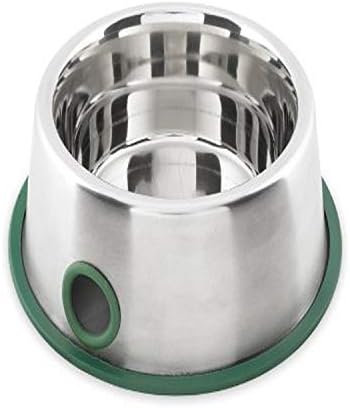 Buddy's Line's Stainless Aço Jumbo Pet Bowl com fundo de borracha e punho lateral, verde, 16 onças