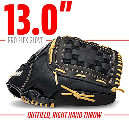 Franklin Sports Baseball Glove - Proflex Baseball adulto + luva de softball - Baseball + Fastpitch Softball Outfield Mitt - Lançamento esquerdo