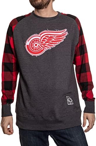 Calhoun NHL Surf & Skate Men's Buffalo Plaid Raglan com Costado em Patch desgastado