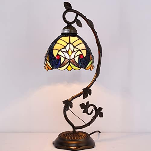 WerFactory Tiffany Lamp Lâmpada Amarelo Ligra de manchado Lâmpada de mesa de mesa Luz de leitura Luz de leitura,