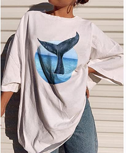 Camiseta casual de túnica para mulheres soltas de tamanho grande de camisola de verão Sortos de manga curta camisetas de