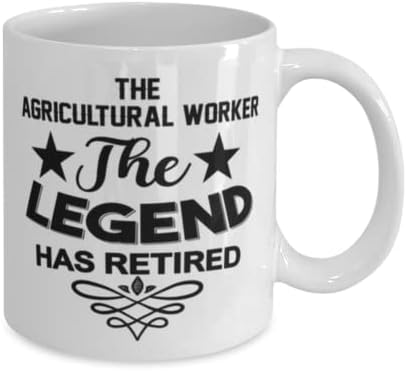 Caneca de trabalhadores agrícolas, a lenda se aposentou, idéias de presentes exclusivas para trabalhadores agrícolas, copo de chá de caneca de café branco