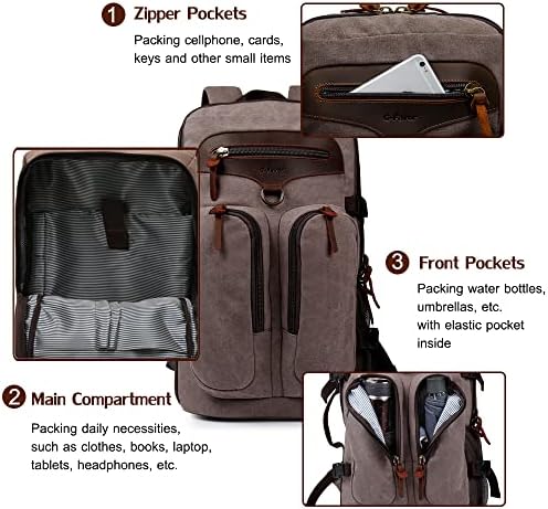 Backpack de laptop de viagem G-Favor, mochila da faculdade de lona vintage para mochila de computador para homens e mulheres