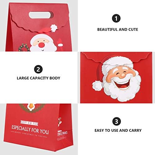 Sacos de presente Hemoton Santa 12pcs sacos de presente de Natal Bolsas de biscoito de Natal Kraft Paper Donut Candy Sacos,