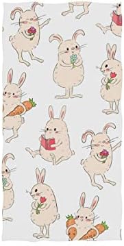 Alaza Microfiber Gym Towel Funny Cartoon Bunny, Sports Sports Sort Sort Sweat Facial Tanwle 15 x 30 polegadas