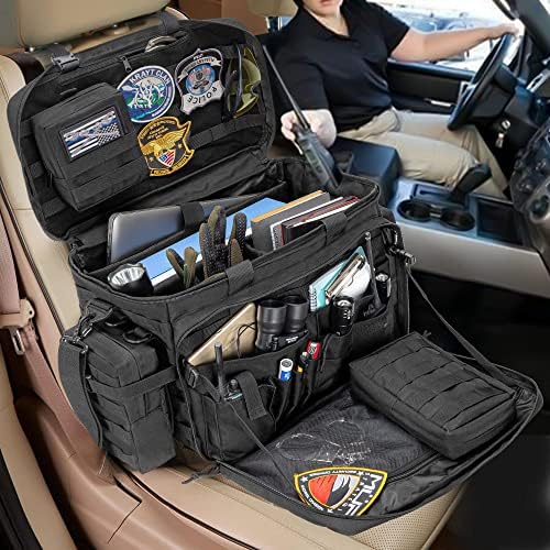 Samdew Patrol Bag Polícia, bolsa de serviço para equipamentos policiais com 2 bolsas Molle destacáveis ​​e camada de laptop, organizador