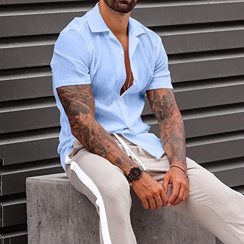 Camisas casuais de botão casual masculino de manga curta colorida de ioga ioga praia de férias de verão havaiano Top