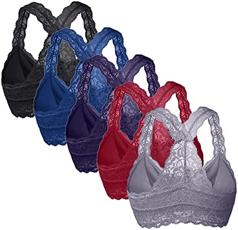 Bralette de renda para mulheres Stretch Longline Bralette Wireless Criss Cross Cut Out Lace Bralette Deep V Everyday Lingerie