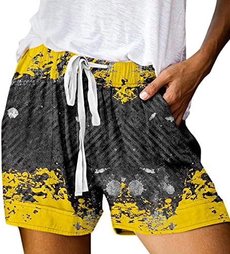 Shorts para mulheres de verão casual de tamanho grande cintura larga perna shorts atléticos camuflagem confortável verão