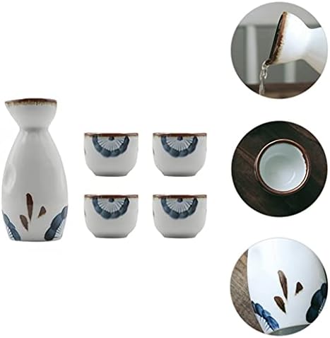 GGEBF 1 Conjunto de saquê delicado Conjunto de cerâmica de 5 peças Pote de saquê japonês Copo