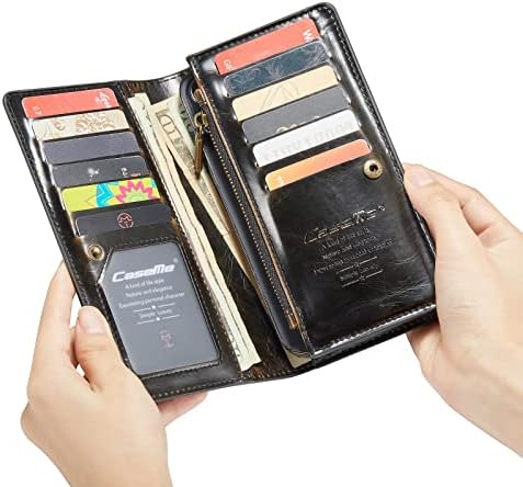 Caixa de celular da carteira de couro Arlgseln, 12 cartões Helves de telefone universal zíper para iPhone 11 Pro Max/SE, Galaxy
