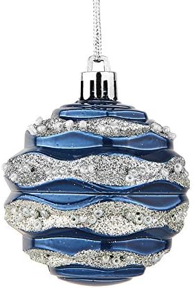 Ornamentos de bola de Natal de Sattiyrch 30ct, 60mm/2,36 Azul e prata Surveda plástica de plástico de plástico Bolas de Natal Conjunto