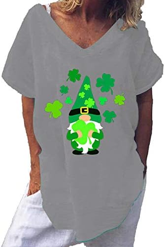Camisas femininas engraçadas v pescoço imprimir impressão verde Camisa de manga curta Mulheres do dia de St. Patrick
