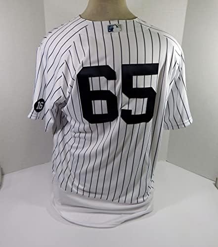 2021 New York Yankees Mario Garza #65 Jogo emitiu White Jersey 16th Patch 48 68 - Jogo usada MLB Jerseys
