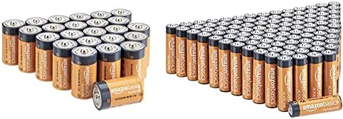 Basics 100 pacote aa AA Baterias alcalinas de alto desempenho, prateleira de 10 anos, pacote de valor fácil de abrir e 24 pacote