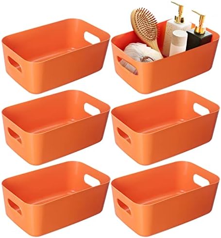 Conjunto de cestas de plástico, embalagem de 6 organizador de rack de especiarias de cozinha de 6 escritório para armários, gavetas, mesas, banheiro da sala de aula 12 em x 7,9 em x 4,7 em
