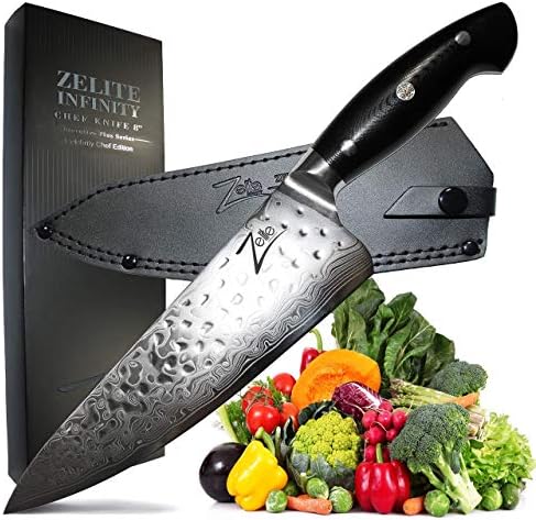 Zelite Infinity Chef Knife 8 e Paring Knife 4.25-Série Executiva-Plus-Japanese Aus-10 Super Steel, 45 camadas, G10, bainha