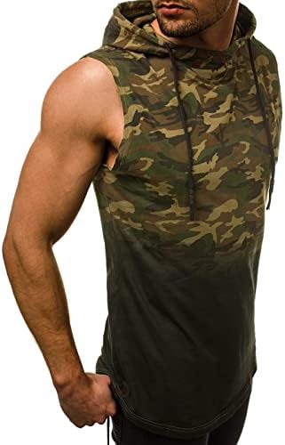 WCJlha Men Tank Tops 2023 Camuflagem com capuz de camisetas ao ar livre coletes táticos de fit