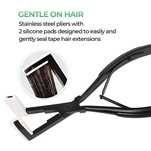 Fita de lvnatu em extensões de cabelo alicates profissionais de superfície plana para selações de cabelo ferramentas de extensão de cabelo preto fita de aço inoxidável em extensões de cabelo humano estilando kit de alicates de cabelo