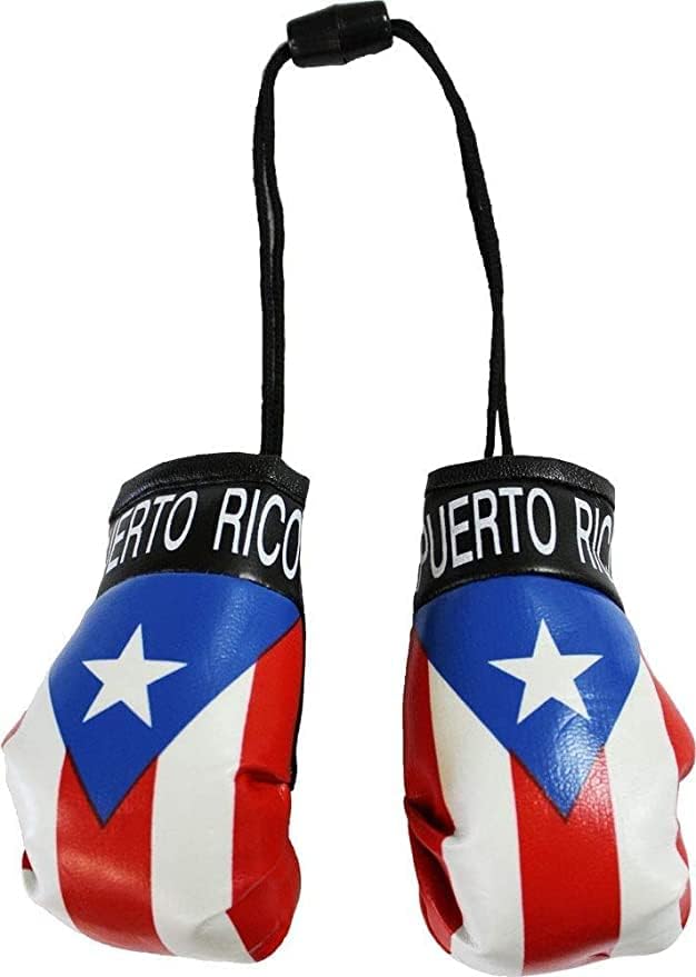 Porto Rico, bandeira pendurada de janela dupla com copo de sucção e mini luvas de boxe
