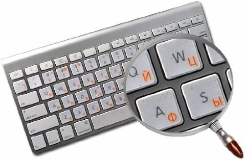 4Keyboard Russian Cirílico Tecladores de teclado com letras laranja em fundo transparente são compatíveis com a Apple