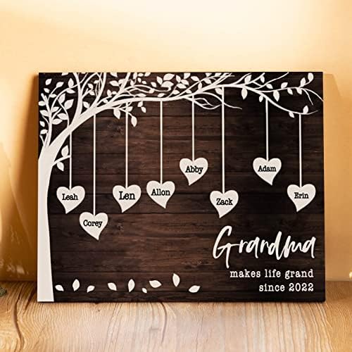 Presentes personalizados para mamãe Sinais decorativos de árvore genealógica Placas personalizadas 2-9 Nomes de família Nomes