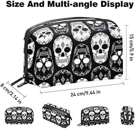 Art Floral Sugar Skull Electronics Organizer, Saco de armazenamento de cabo de cabo à prova d'água para viagens em casa, estojo de