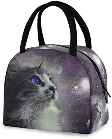Yyzzh gato no espaço sideral belo galáxia nebulosa universo imprimir zíper isolado lanchone saco de refeição refrigerador preparar